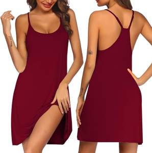 Robe de nuit pour femme Dreamy Ease, taille élastique, sans manches, respirante, en tricot, légère comme une plume, drapé, mouvement calme, forme décontractée, toucher soyeux - Product Image 1