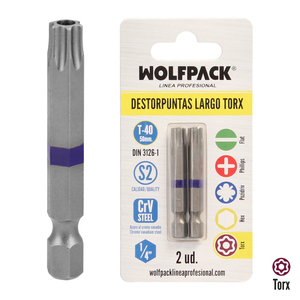 Set di Punte Torx Lunghe T40 (2 Pezzi) in Acciaio S2 al Cromo Vanadio - Product Image 1