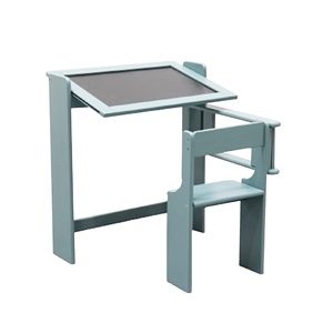 Tables pour enfants WELL HOME, bureau pliable vert avec tableau noir - Product Image 1