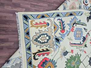 Tapis Oushak Antique tricoté à la main en haute laine 8x10 tapis rouge bleu pour salon espace de prière tailles traditionnelles 6x9 ensembles de tapis - Product Image 6