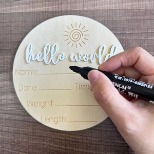 Cartes <span class=keywords><strong>de</strong></span> développement en bois 3D pour nouveau-né, motif rond, panneau en bois, lettres, annonce <span class=keywords><strong>de</strong></span> naissance, décoration <span class=keywords><strong>de</strong></span> chambre d'enfant, cadeau <span class=keywords><strong>de</strong></span> naissance - Product Image 2
