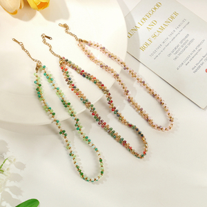 Collar de cristal con cuentas, collar de joyería inspirado en la moda, collar de cadena con cuentas, collar de moda, collar chapado en oro - Product Image 1