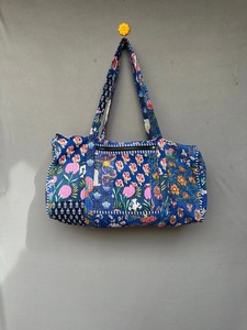 Sac de sport décontracté matelassé à motifs floraux avec fermeture éclair, écologique, grande capacité, en coton, luxe, pour week-end - Product Image 4