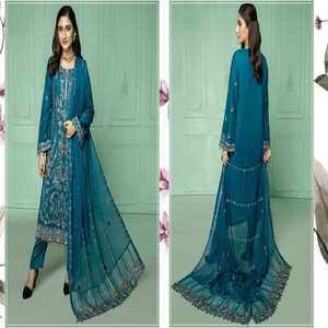 Trajes de Salwar Kameez sin costuras de gasa bordada pesada con estilo de MI Creation, diseño moderno, ropa tradicional india, ropa de fiesta - Product Image 5