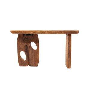 Mesa de Comedor Moderna Hecha a Mano de Madera Maciza de Suar con Patas con Recortes Únicos y Tapa con Borde Natural, Muebles Duraderos para el Hogar - Product Image 2