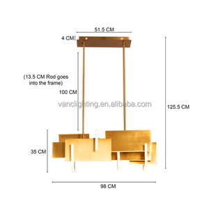 Lámpara de Techo Moderna Americana LED, Araña Colgante de Latón Dorado, Decoración de Alta Estética, Lámpara de Metal para Sala de Estar - Product Image 3