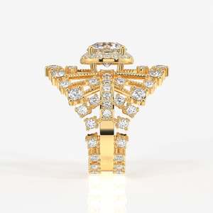 Round Cut Moissanite Diamond <b>Cocktail</b> <b>Ring</b> with 9K <b>Gold</b> Elegant <b>Cocktail</b> <b>Ring</b> for Women - Product Image 4