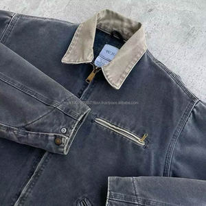 เสื้อแจ็คเก็ตผู้ชายแบบปรับแต่งได้ OEM สไตล์ดีทรอยต์ วินเทจ กันลม กันหนาว ผ้าแคนวาส ทรงทรัคเกอร์ ซิปหน้า เหมาะสำหรับกิจกรรมกลางแจ้งและทำงาน - Product Image 6