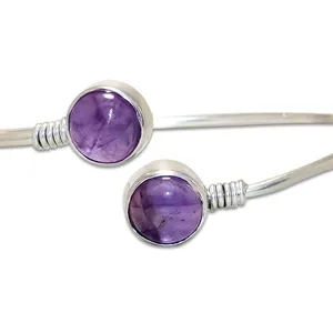 Natura améthyste pierres précieuses bracelets créateur de mode populaire violet pierre bijoux 925 en argent Sterling fabricant de gros bracelet