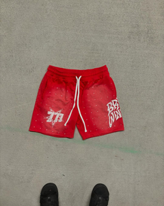 Streetwear Épais Cordon Vintage Applique Sweat Short Cut Edge Acid Wash Patch Broderie Shorts pour Hommes - Product Image 4