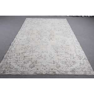 พรมตุรกี ขนาด 6.5x10.1 ฟุต พรมวินเทจ พรมขนสัตว์สีขาวลายอิคัต - Product Image 1