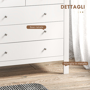 Commode à 5 tiroirs HOMCOM pour chambre et salon en bois blanc, 79x39.5x80.5 cm - Product Image 5