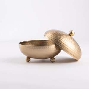 Gulf Arab Style Metal Creamer Pot Date Bowl Golden Polished Finished Party Wedding Hotel Table Top Dry Fruits Serving Handmade - Product Image 2