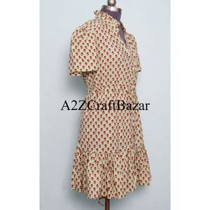 Robe midi en coton bio pour femme, magnifique, imprimée à la main, style indien, pour mariages, décontractée, été, plage, longue et naturelle - Product Image 5