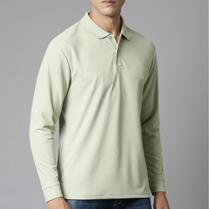 เสื้อโปโลแขนยาวสำหรับผู้ชายเสื้อลำลองฤดูร้อนแบบสีทึบให้บริการ - Product Image 5