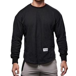 Camiseta de cuello redondo de peso pesado personalizada para hombre 100% algodón poliéster manga larga Transferencia de Calor impreso logotipo sólido de alta calidad - Product Image 1