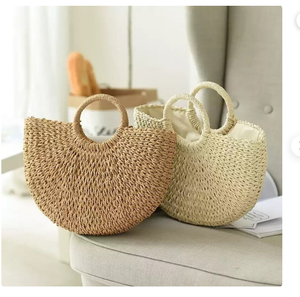 Été Fait à la main pour les femmes Tissage de plage Mesdames Sac de paille Sac de plage enveloppé Crochet Macramé Sacs de plage Direct de Indian Su - Product Image 2