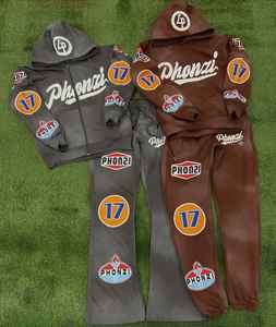 NUEVO Sunfaded Zip up Hoodie Set para hombres Logotipo personalizado French Terry Heavyweight Streetwear Conjunto de dos piezas - Product Image 1