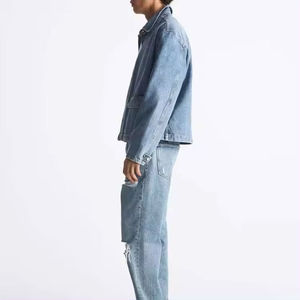 Vente en gros OEM Veste en jean de haute qualité pour hommes Streetwear lourd Veste en jean élégante et durable Vêtements d'extérieur pour hommes - Product Image 6