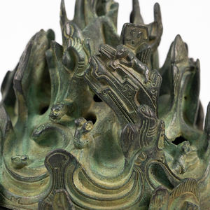 Pembakar Dupa Antik Perunggu Bo Shan Tradisional Cina Buatan Tangan Dekorasi Rumah Vintage - Product Image 3