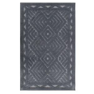 Tapis de bain abstrait en jacquard teint en fil tissé Crom gris foncé 70x120cm - Tapis de douche sur mesure - Fabriqué en Turquie - Product Image 2