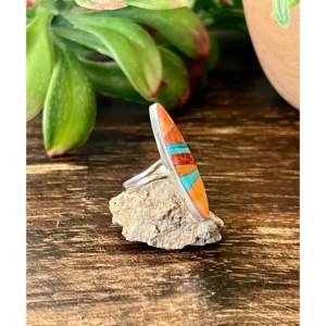 Bague artisanale Navajo en argent sterling et pierres multicolores, taille 5 - Product Image 3
