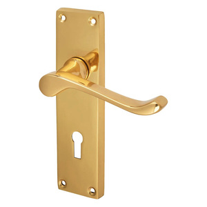 Tiradores de puerta internos de latón vintage elegantes, palanca de desplazamiento, acabado pulido antiguo para casas de época - Product Image 2