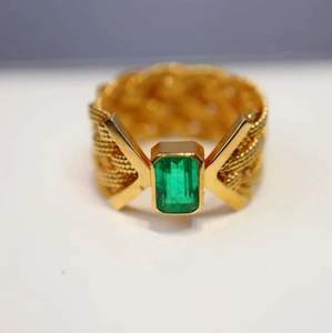 Anillo de moda de oro de 14 quilates para mujer, piedra Esmeralda zambiana Natural para Celebración de fiesta de aniversario de boda, piedra de nacimiento de Mayo IGI - Product Image 5