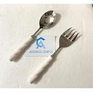 High Quality Stainless Steel <b>Salad</b> Server Set Resin Handle Kitchenware Resin Cutlery <b>Salad</b> <b>Spoon</b> Fork Set Tableware <b>Salad</b> Tools - Product Image 3