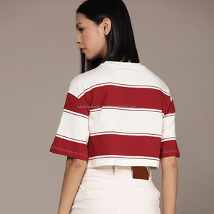 Nardon Apparel T-shirt à manches courtes 100% coton pour femmes, mode sexy avec décoration à boutons pour l'été - Product Image 2