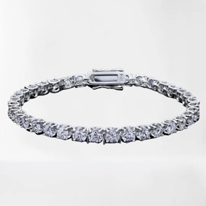 Pulsera de Plata de Ley 925, pulsera de tenis de diamantes de moissanita de forma redonda blanca de 3 MM/hermosa pulsera de plata de ley - Product Image 4