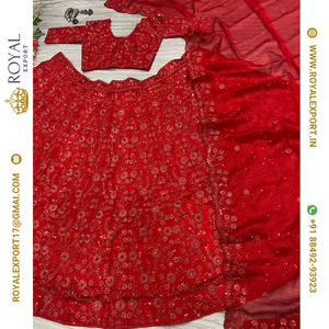 DISEÑADOR LEHENGA CHOLI GEORGETTE CON DISEÑO BORDADO TRABAJO Y MANGAS CON READYMADE BY ROYAL EXPORT - Product Image 5