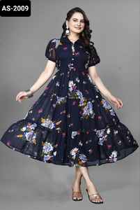 La mayoría de las mujeres hermosas Casual y Festival Wear Listo para usar Heavy Georgette Anarkali Vestidos con impresión digital Vestidos de fiesta - Product Image 6