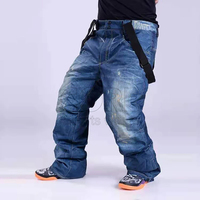 Haute qualité hommes snowboard Denim bavoir vêtements d'extérieur respirant Ski pantalon neige Jeans bavoir