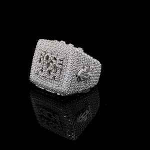 10.00Ct corte redondo plateado Ice Out VVS estilo Hip Hop Pave Setting Moissanite aniversario anillo hombres 925 plata esterlina - Product Image 2