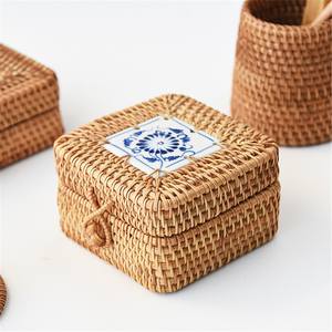 Best Selling Rattan Woven Boxes Home Decor Accessories Boxes for Gift Ring <b>Jewelry</b> <b>Container</b> Packaging - Product Image 2