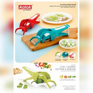 Coupe-légumes manuel en plastique avec éplucheur, corps en ABS vert, lame en acier inoxydable, hachoir multifonctionnel pour la cuisine - Product Image 6