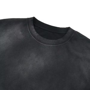 T-shirt en coton pour hommes de qualité supérieure Boxy Box Fit Maillot surdimensionné Streetwear personnalisé 270g Tricoté Chemise unie teintée Logo avant - Product Image 3