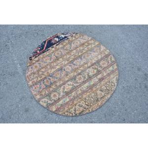 Tapis Vintage Turc Beige Bleu 3x3ft Patchwork Laine Jute Grande Surface Rectangle Couloir pour Chambre Latex Soutenu - Product Image 2