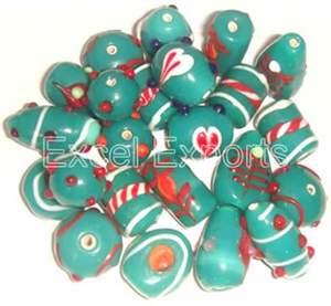 Perles fantaisie mélangées en cristal turquoise au chalumeau et en verre pour la fabrication de bijoux - Product Image 4