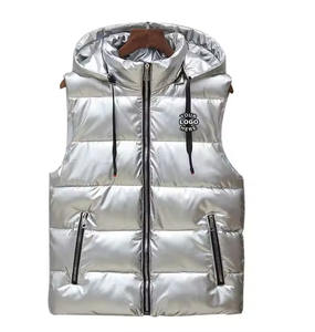 Chaqueta sin mangas de invierno con logotipo personalizado, abrigos gruesos desmontables con capucha, chaleco acolchado para hombre - Product Image 1