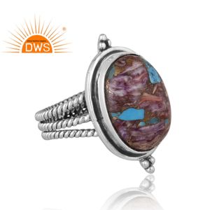 Mejor Venta de plata esterlina oxidada Mojave cobre púrpura ostra turquesa piedra preciosa anillo de declaración fabricante de joyería personalizada - Product Image 3