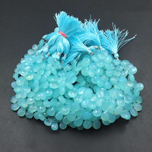 Best Seller Aqua Chalcedony Pear Shape Faceted <b>Beads</b> Natural Gemstone for Bracelet Making Beautiful <b>Arts</b> Crafts 8x9-10x12 mm - Product Image 3