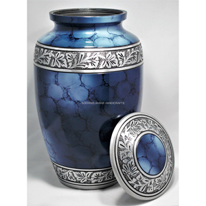 Urna de cremación azul nublado, cenizas humanas, urna funeraria grande para adultos hecha a mano, conmemorativa decorativa, exportador indio, proveedor a granel - Product Image 4