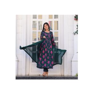 Vestido Chinon Anarkali de diseñador de primera calidad para fiesta de boda y ropa al aire libre de proveedor indio - Product Image 1