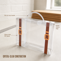 Boîte de transport personnalisée en PET, boîte cadeau transparente avec poignée découpée, fermeture pliante