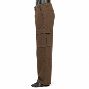 Pantalones Cargo Marrones Personalizados al por Mayor, Pantalones Casuales de Algodón de Pierna Ancha y Múltiples Bolsillos para Hombre, Ropa Urbana de Alta Calidad - Product Image 4