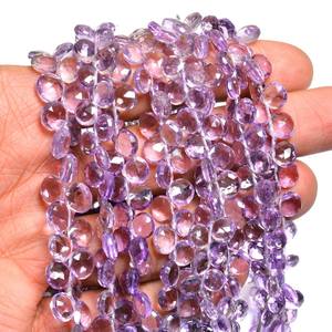 Perles de pierres précieuses en améthyste rose douce AAA+ de 7 mm à 8 mm, forme de cœur, facettées, améthyste naturelle, pierres semi-précieuses pour bijoux - Product Image 3