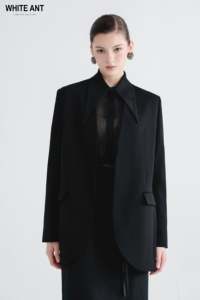 Trajes de mujer Blazers Alta calidad Pera Blazer sin cuello de un solo pecho Bolsillos Bolsas de ropa Whiteant Vietnam - Product Image 5