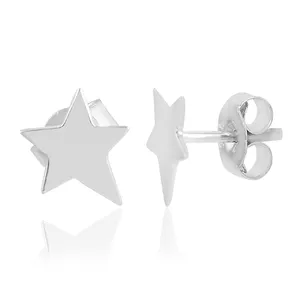 Professional manufacturer classic stud earrings 925 sterling silver plain star shape for women jewelry